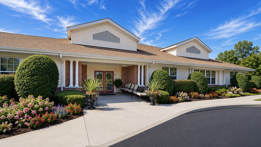 Front enterance at American House West Knoxville assisted living and memory care facility