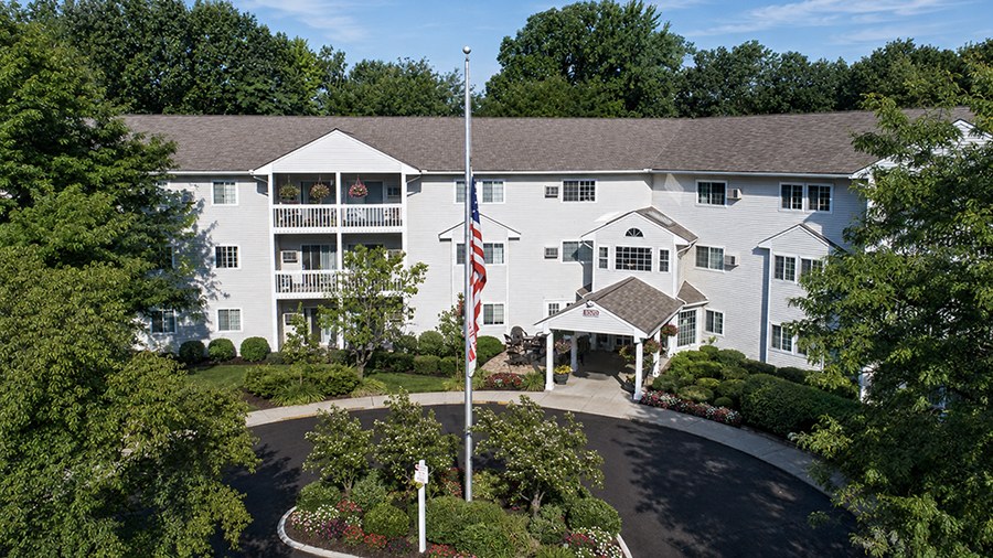 Aerial view of American House independent living community in central Westland MI