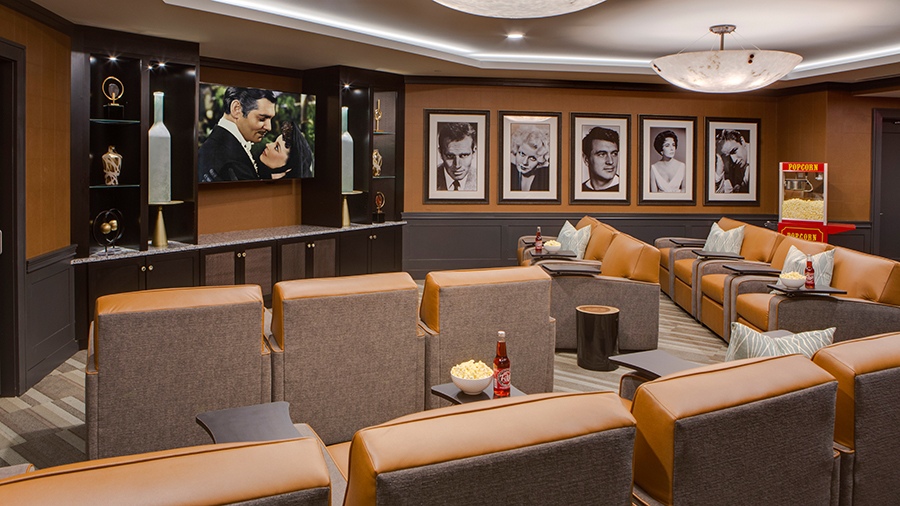 Movie theater at American House Town and Country memory care and assisted living facility in Town and Country, MO
