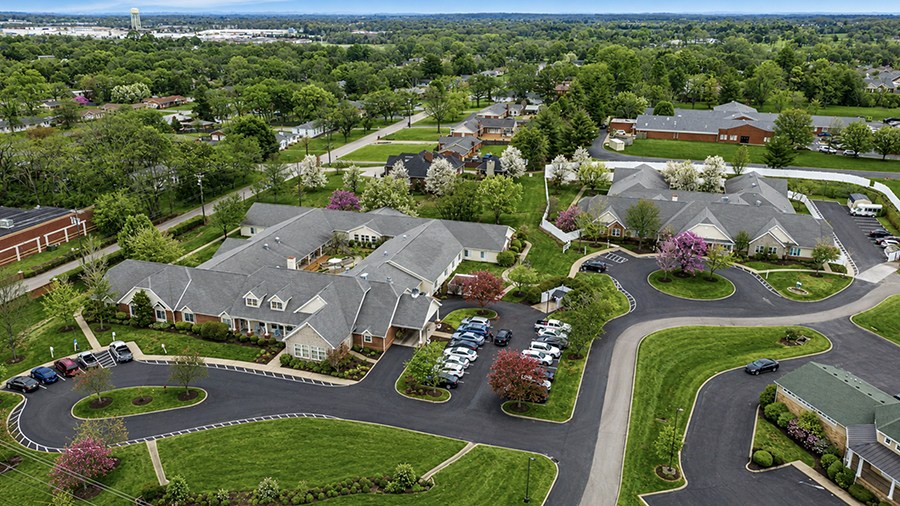Aerial view of American House Lebanon memory care and assisted living facility in Lebanon, TN