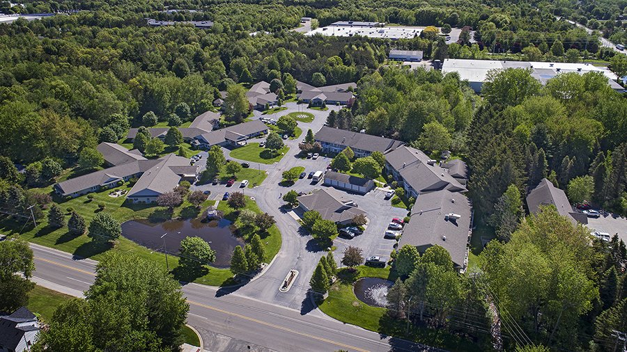Aerial view of American House Senior Living campus in Spring Lake, MI