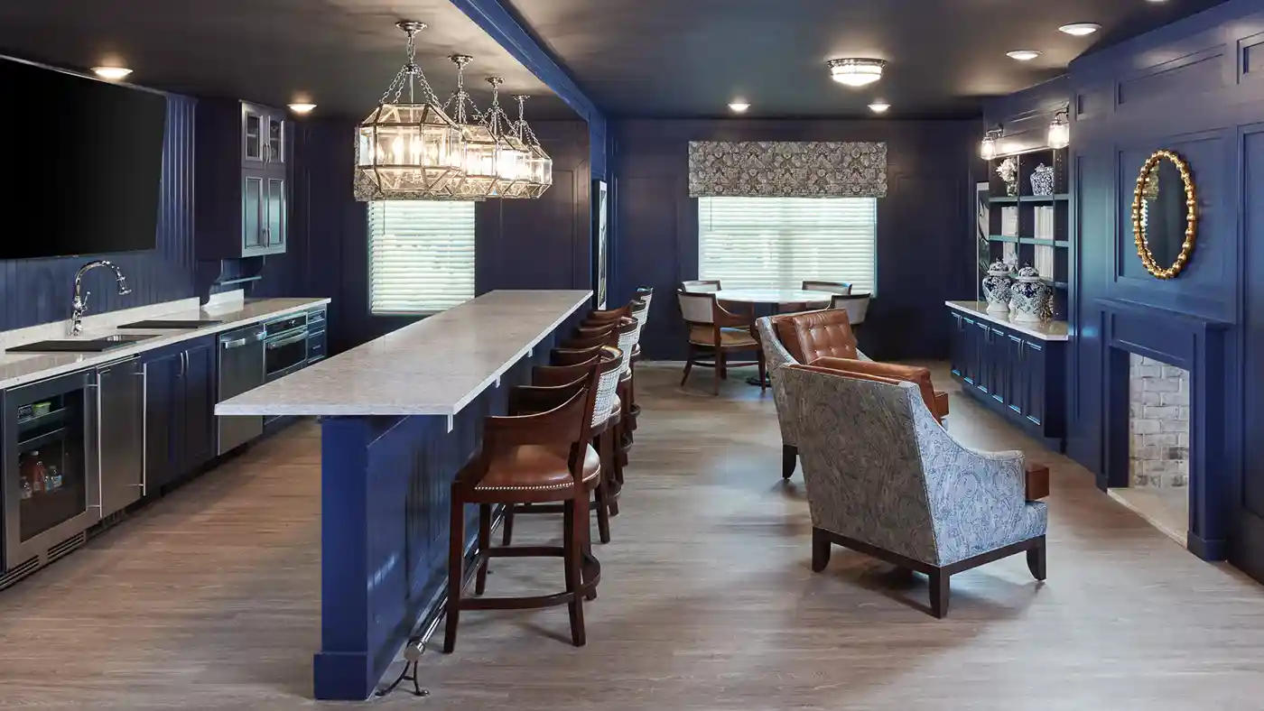 Bistro lounge at American House Village at Bloomfield Senior Living Facility