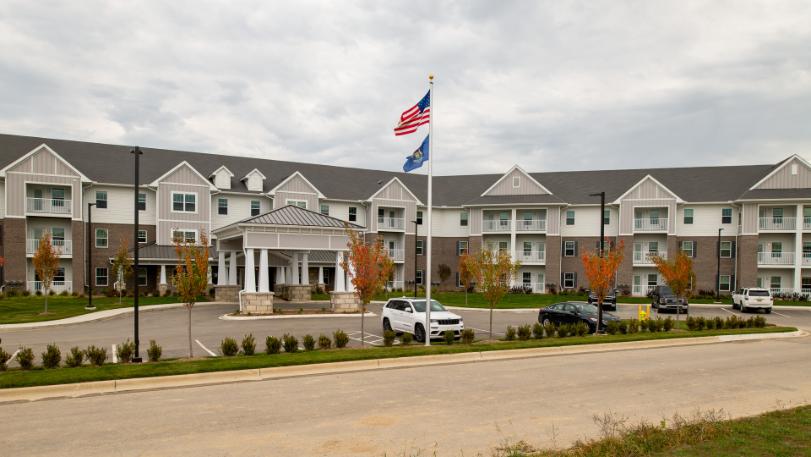 Exterior of American House Village at Bloomfield Senior Living Community