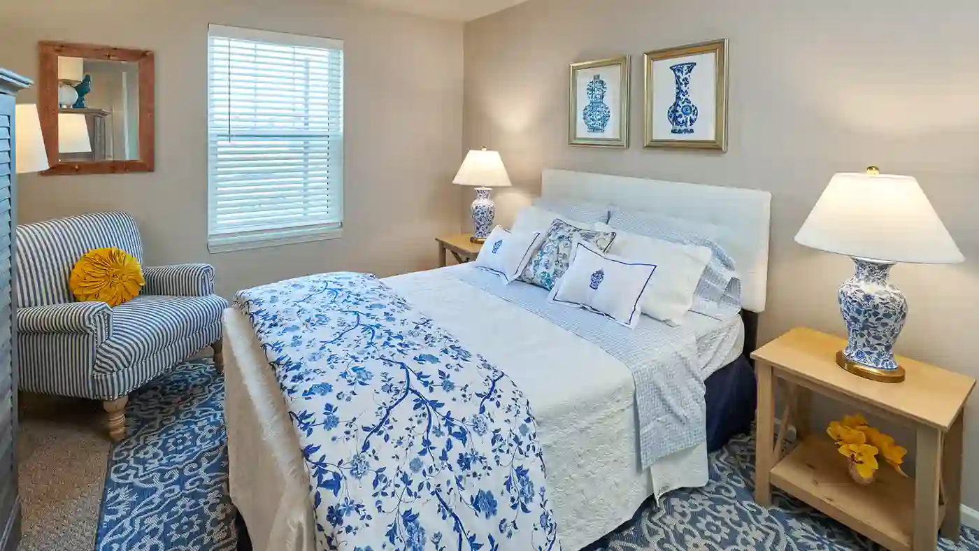 Model Bedroom at American House Village at Bloomfield Senior Living Community