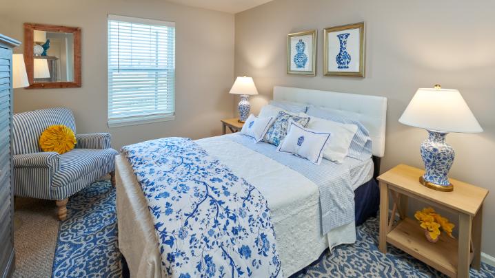 Model Bedroom at American House Village at Bloomfield Senior Living Community