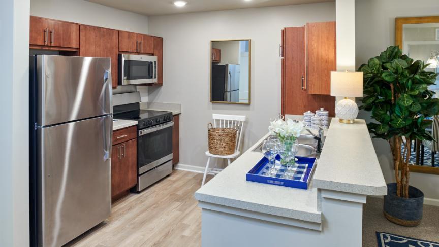 Model Kitchen at American House Village at Bloomfield Senior Living Community