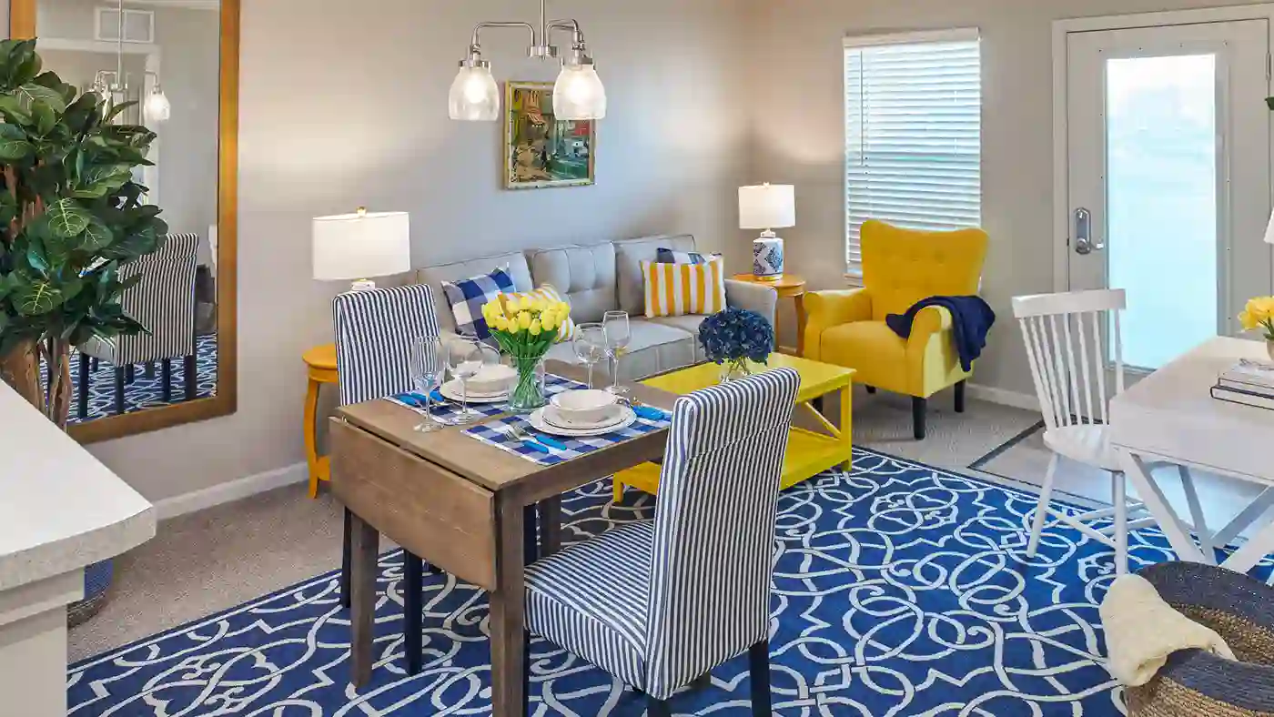 Model Living Room at American House Village at Bloomfield Senior Living Community