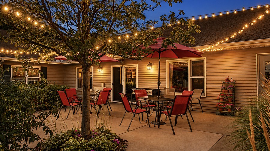 Patio and outdoor grill at American House Petoskey, a retirement community in Petoskey, Michigan