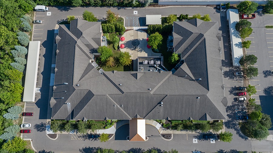Aerial view of American House Sterling Woods Senior Living Community in Sterling Heights