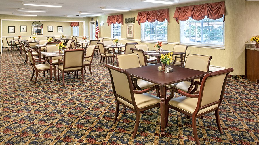Dining room at American House independent living community in Westland, MI
