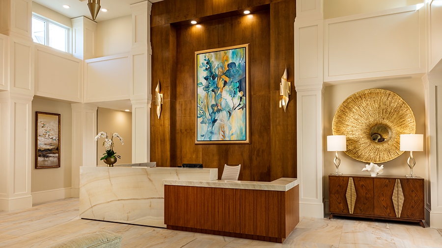 Lobby at American House Naples assisted living and memory care facility