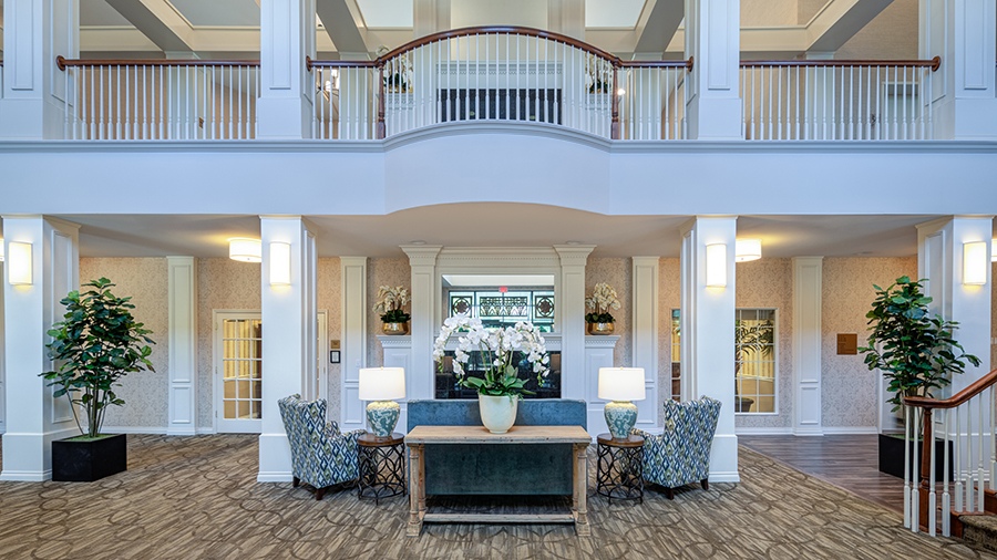 Lobby at American House Park Place senior living facility in Warren, MI