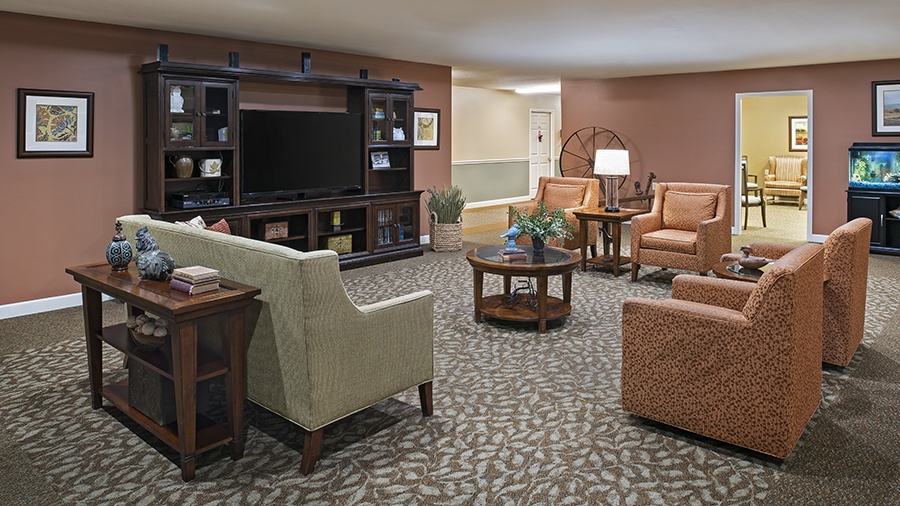 TV lounge at American House Petoskey, an assisted living facility in Petoskey, Michigan