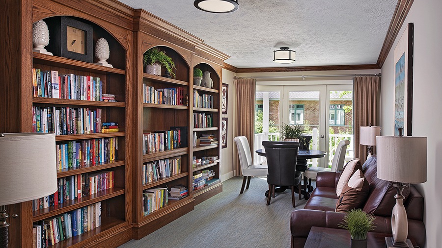 Library at American House assisted living facility in Spring Lake, MI