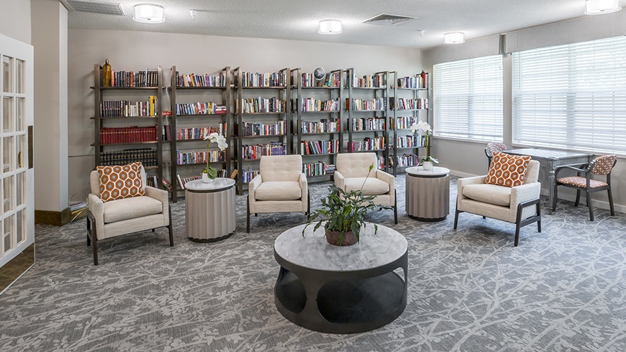 Library and book nook at American House Johnson City Assisted Living and Memory care facility in Johnson City, TN