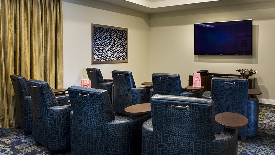 Movie theater at American House Burlington Creek Assisted Living and Memory Care Facility in Kansas City, MO