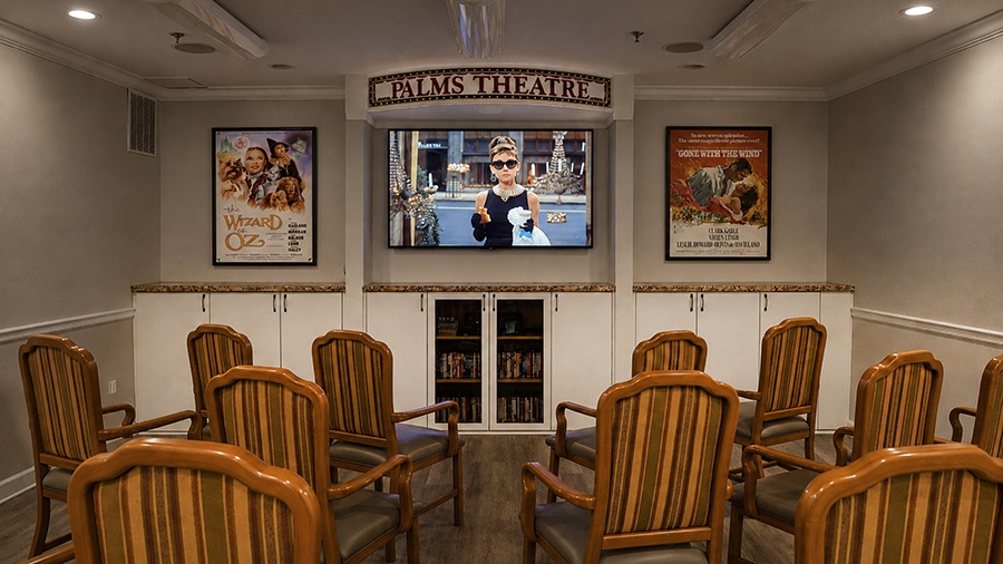 Theater at American House The Palms senior living community in North Fort Myers, FL