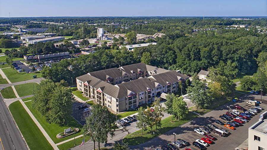 Aerial view of American House Carpenter independent and assisted senior living facility