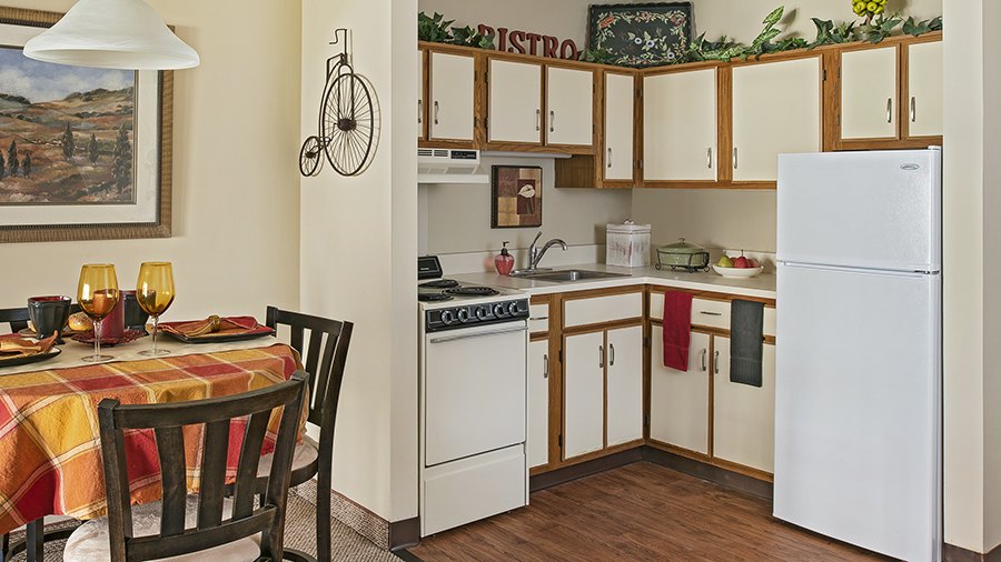 Model Kitchen at American House Carpenter independent and assisted senior living facility