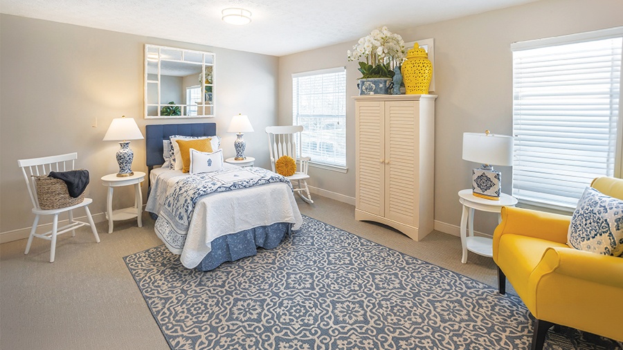 Model bedroom at American House in Chattanooga assisted living and memory care facility