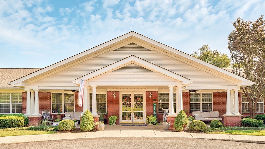 Front entrance at American House Hendersonville Assisted Living and Memory Care Facility