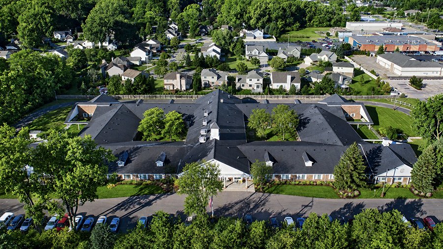 Bird's eye view of American House Livonia, a senior living community in Livonia, Michigan