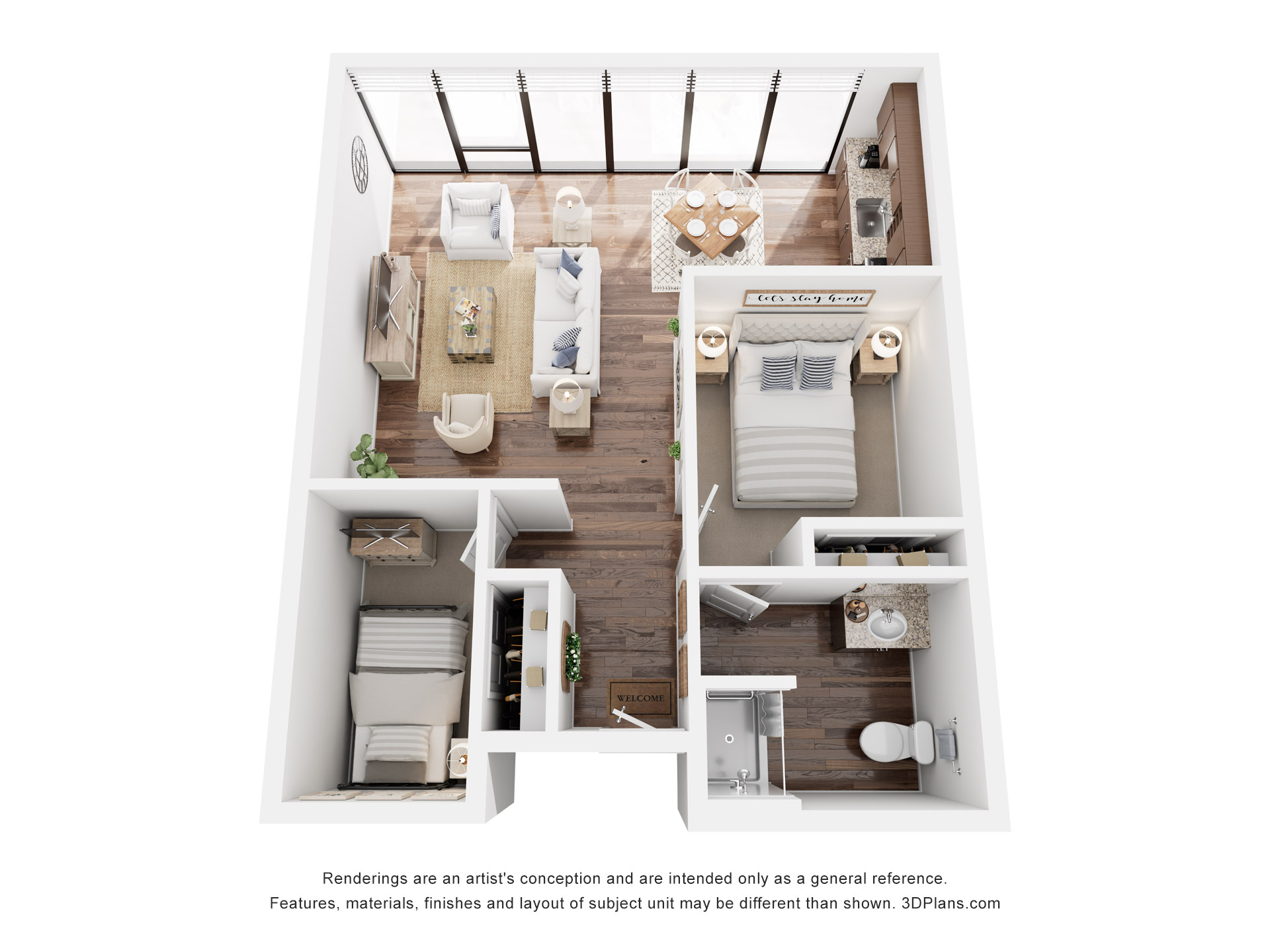 American House St Anthony's 2 Bedroom 1 Bathroom Assisted Living Floor Plan