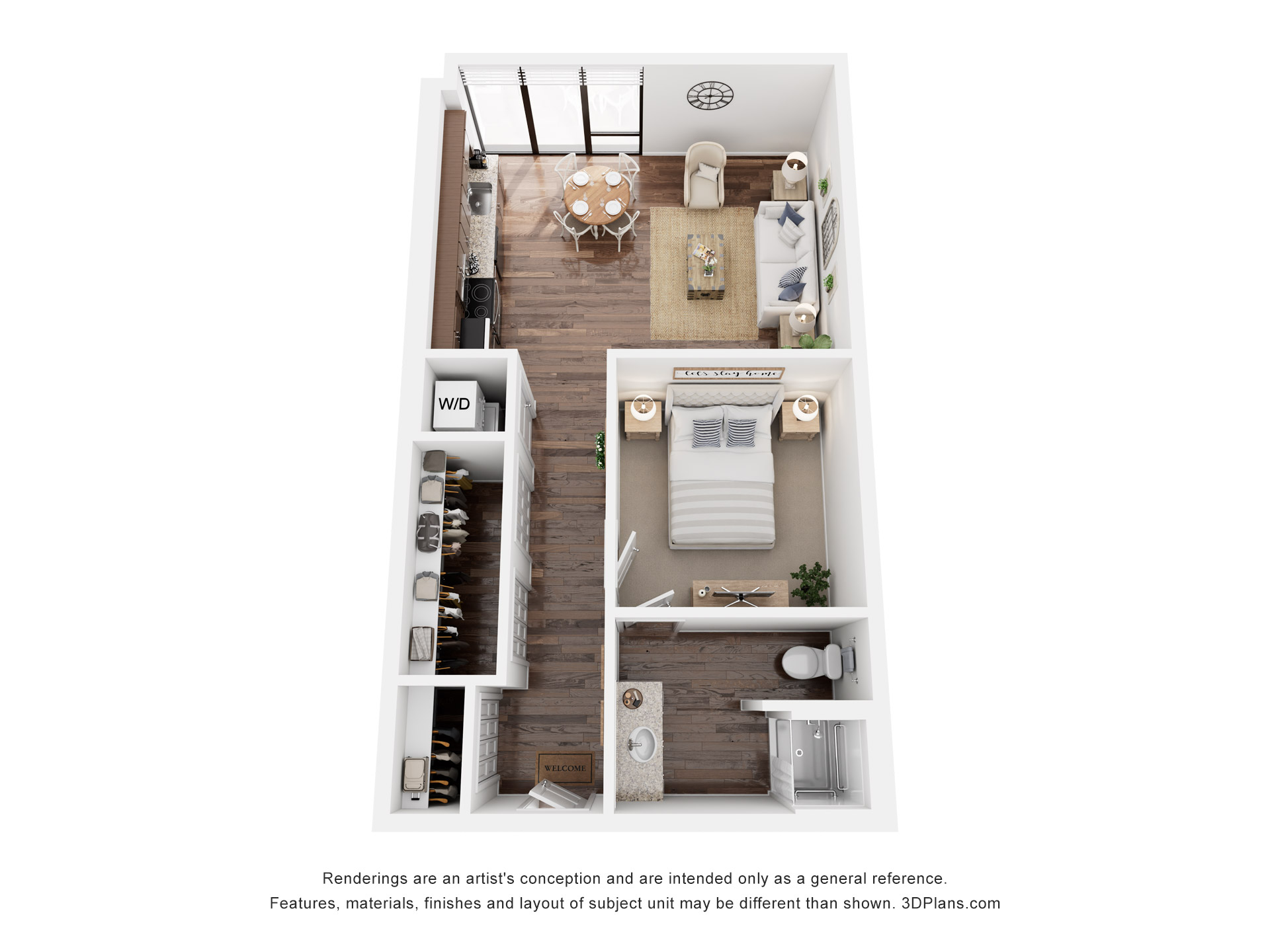 Independent Living 1 bedroom 1 bathroom floor plan at American House St. Anthony's