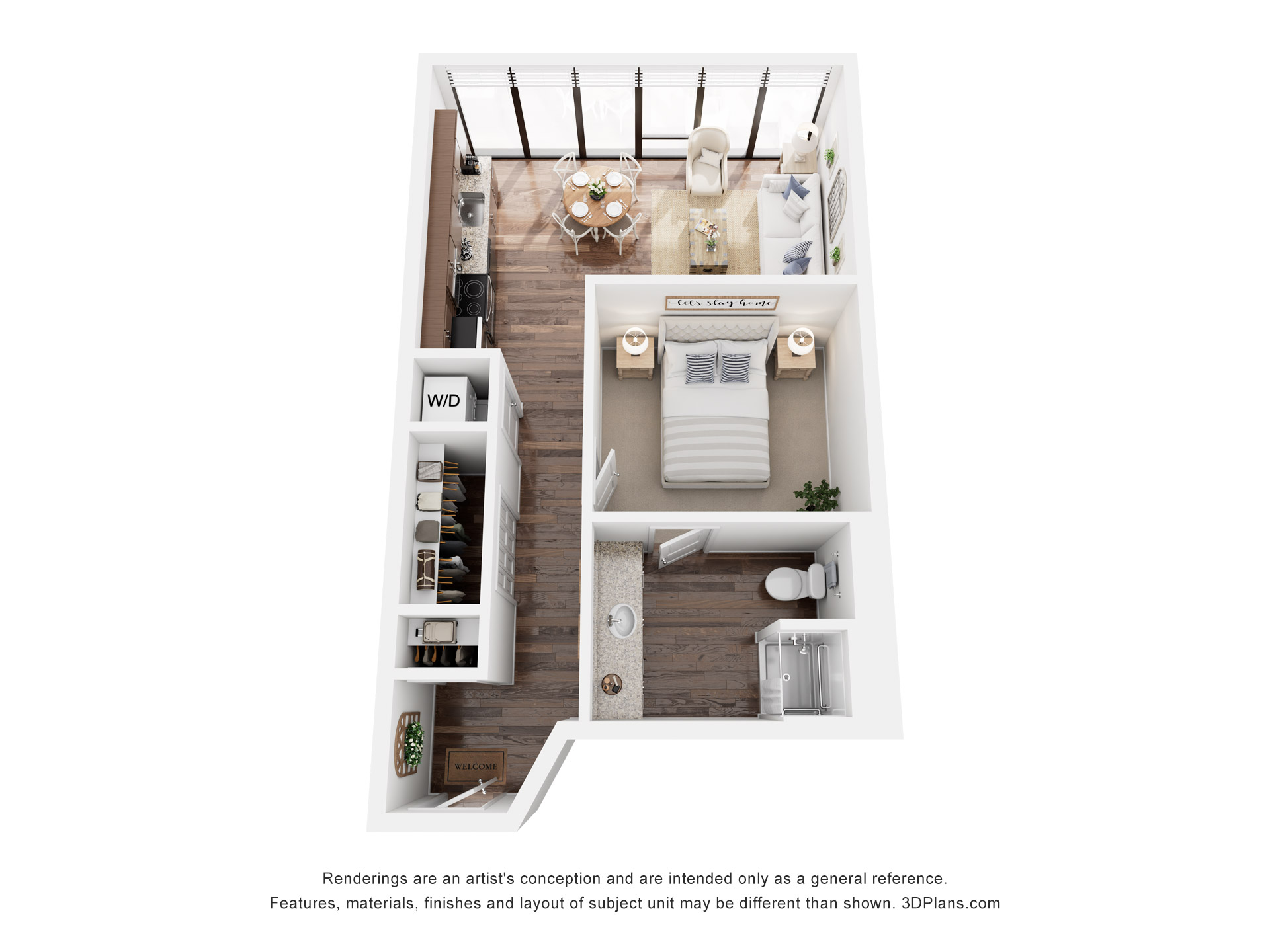 Independent Living 1 bedroom 1 bathroom St. Monica floor plan at American House St. Anthony's