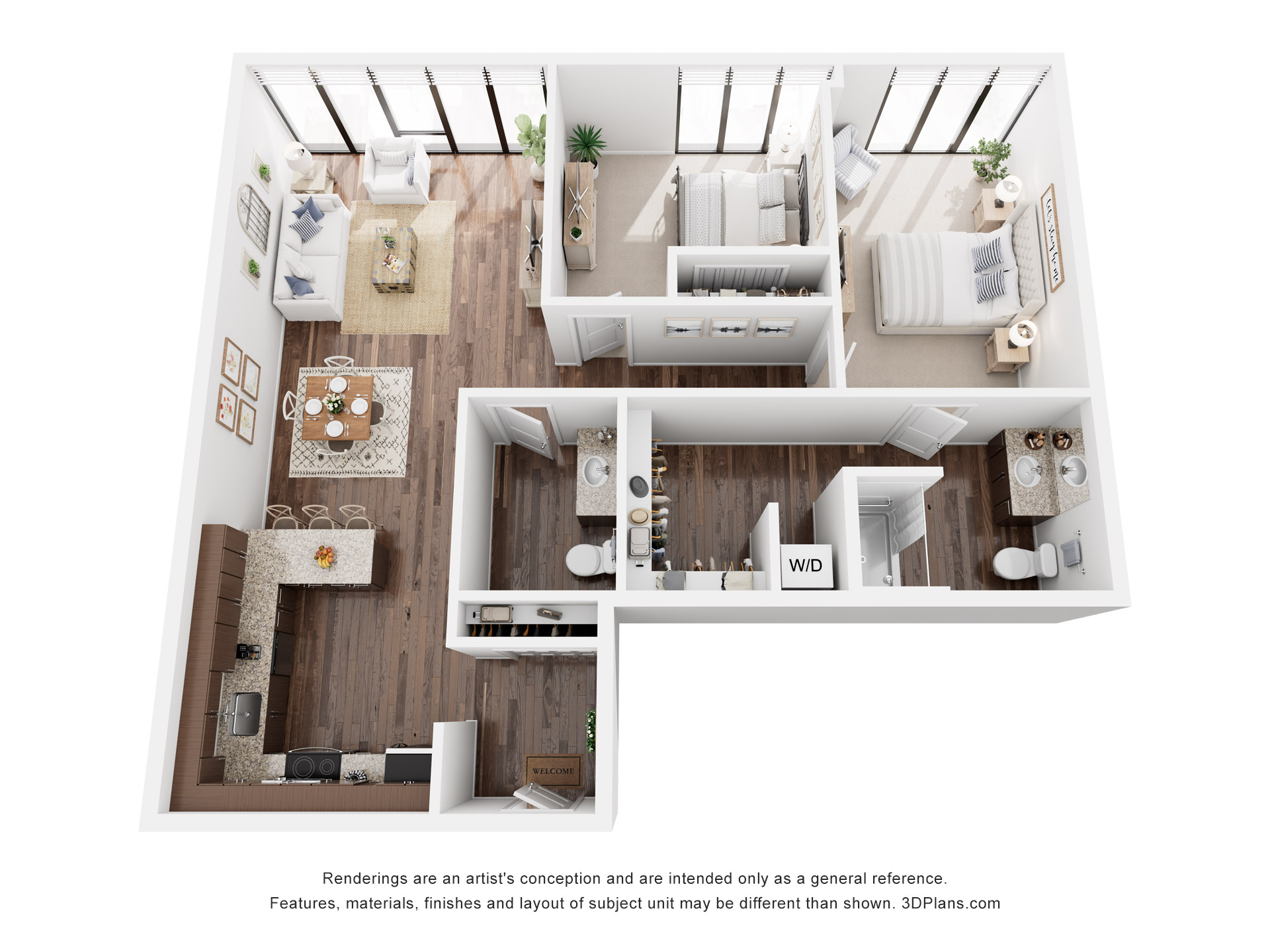 Independent Living 1 bedroom 1.5 bathroom floor plan at American House St. Anthony's