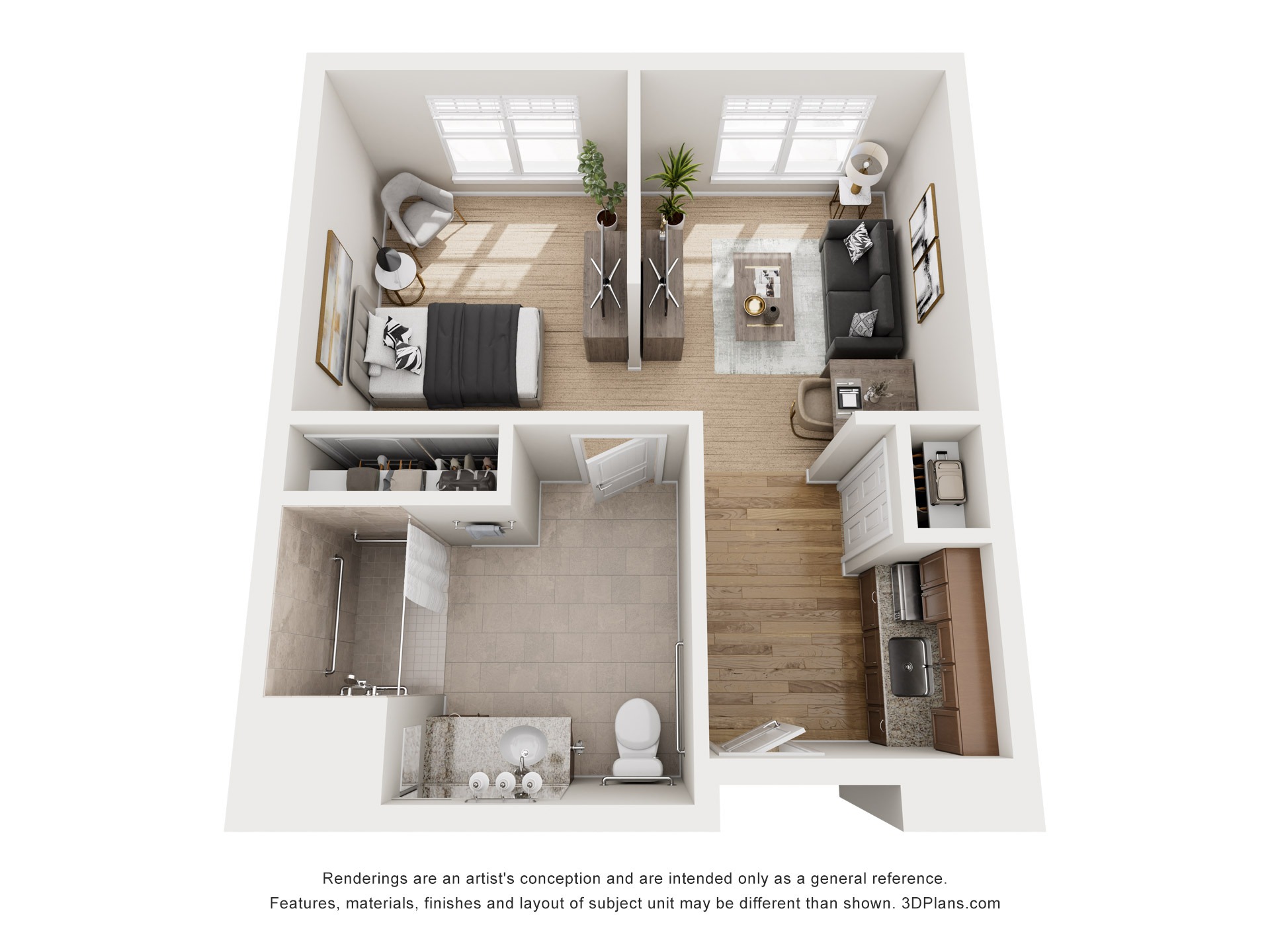 Floor Plan at American House Wesley Chapel 1 Bedroom Cabana Assisted Living Unit
