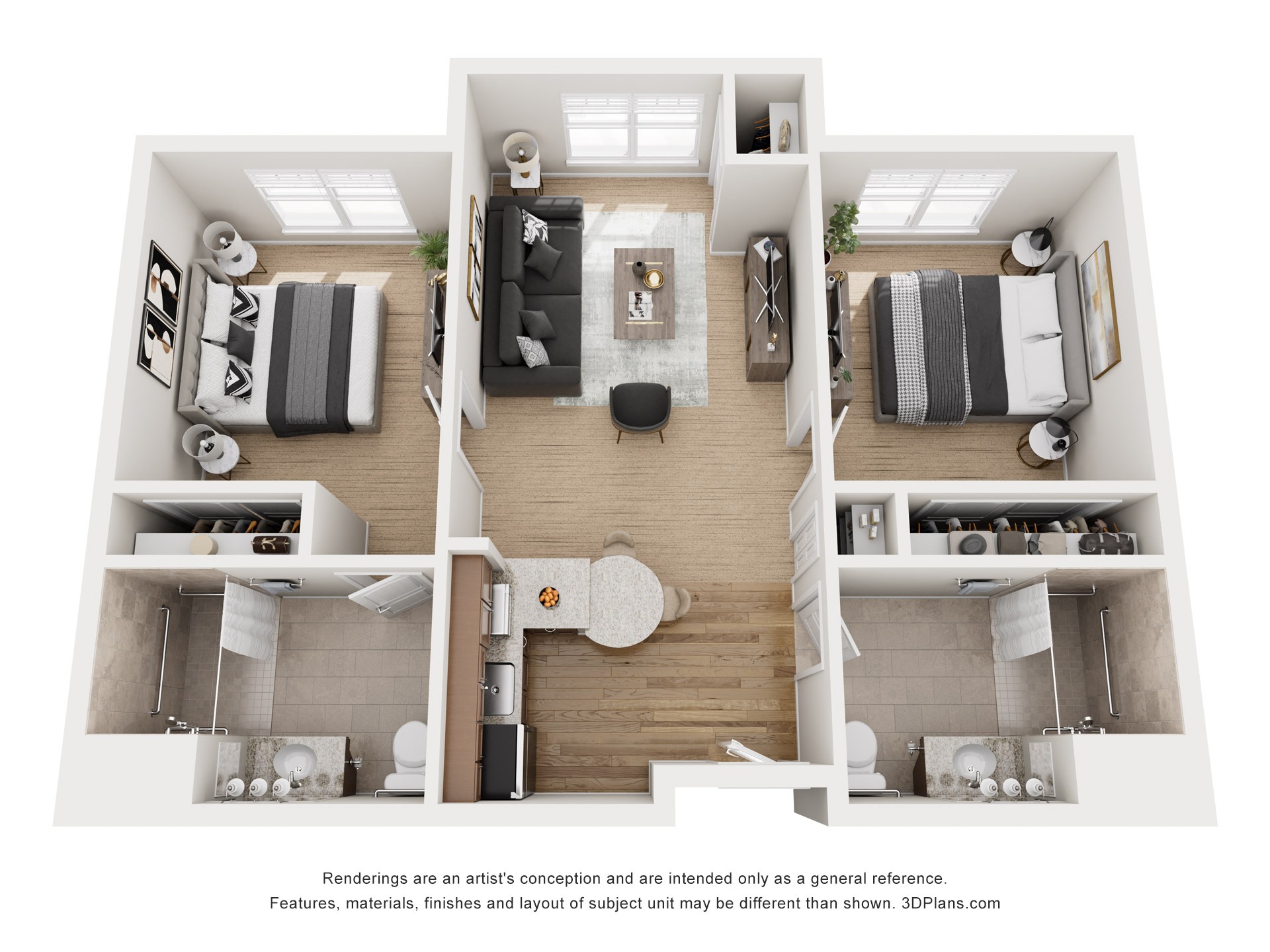 Floor Plan at American House Wesley Chapel 2 Bedroom 2 Bathroom Memory Care Unit