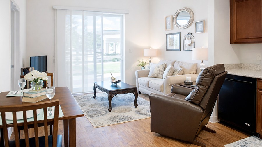 Model living room American Bluewater Bay, a senior living community in Niceville, FL