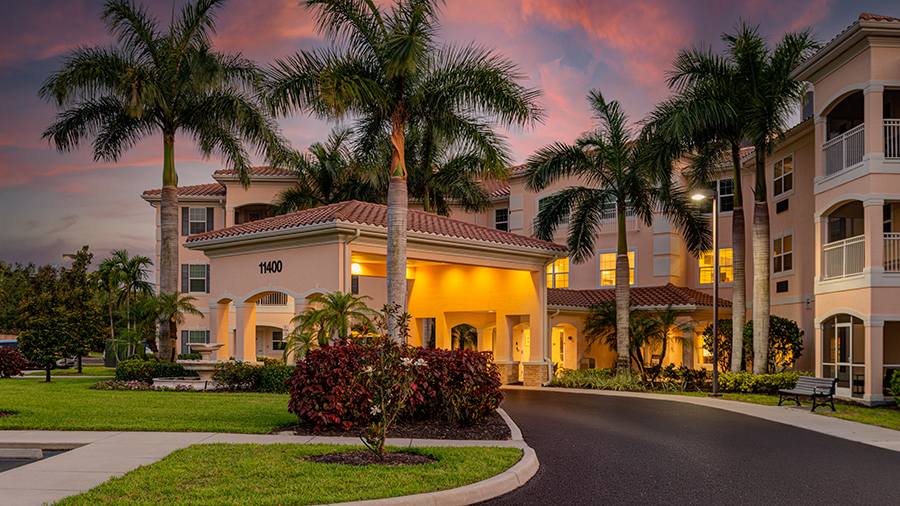Sunset at American House Bonita Springs assisted living and memory care facility