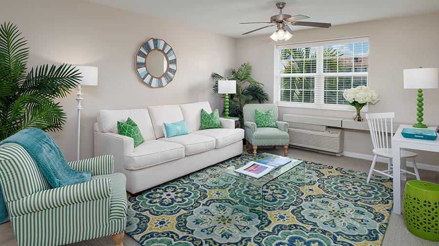 Model living room at American House Bonita Springs assisted living and memory care facility