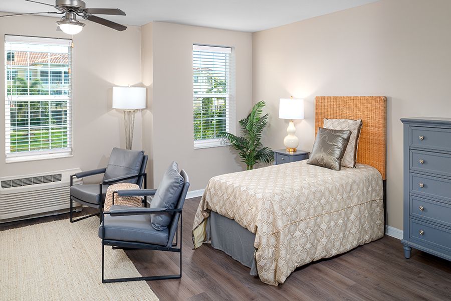 Studio apartment at American House Bonita Springs assisted living and memory care facility