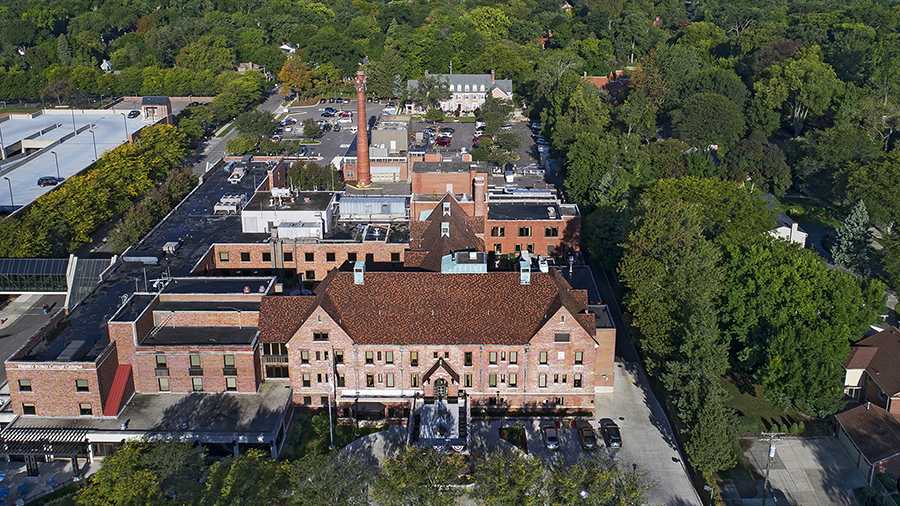 Aerial view of American House Grosse Pointe Cottage Senior Living Facility
