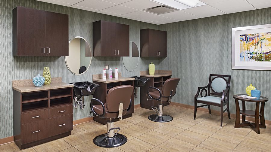 Salon at American House Grosse Pointe Cottage Senior Living Facility adsf