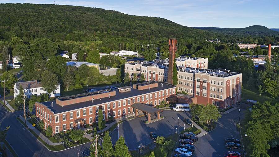 High aerial view of American House Keene senior living community in Keene, NH
