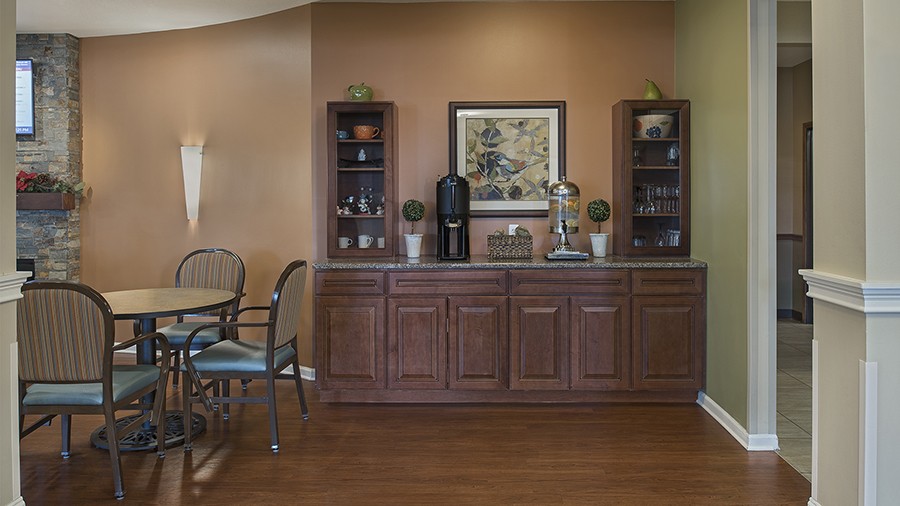 Coffee bar American House Riverview Senior Living Facility