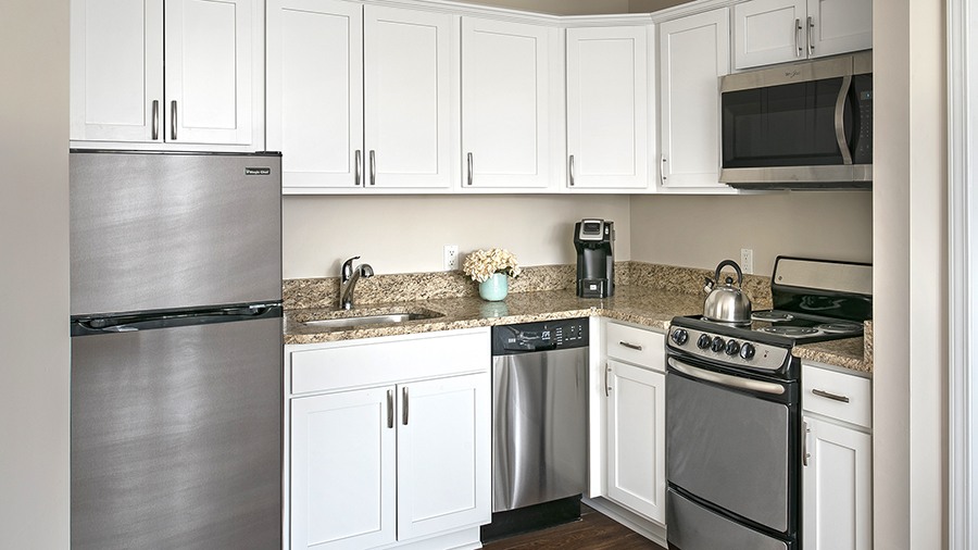 Model kitchen at American House Village of Rochester Senior Living Community in Rochester Hills, MI