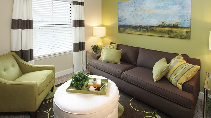 Model living room at American House Wildwood, an assisted living facility in Wildwood, FL