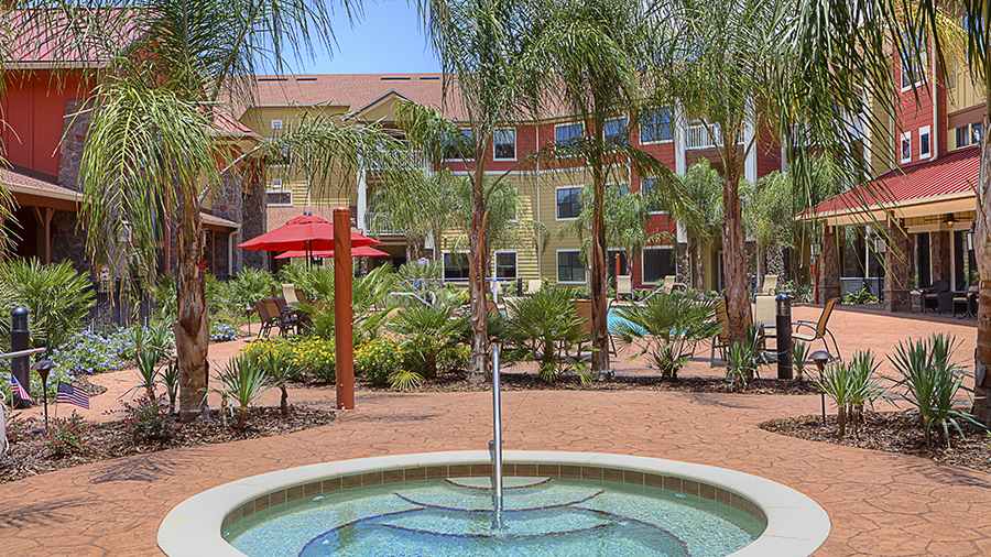 Outdoor hot tub at American House Wildwood, an assisted living facility in Wildwood, FL