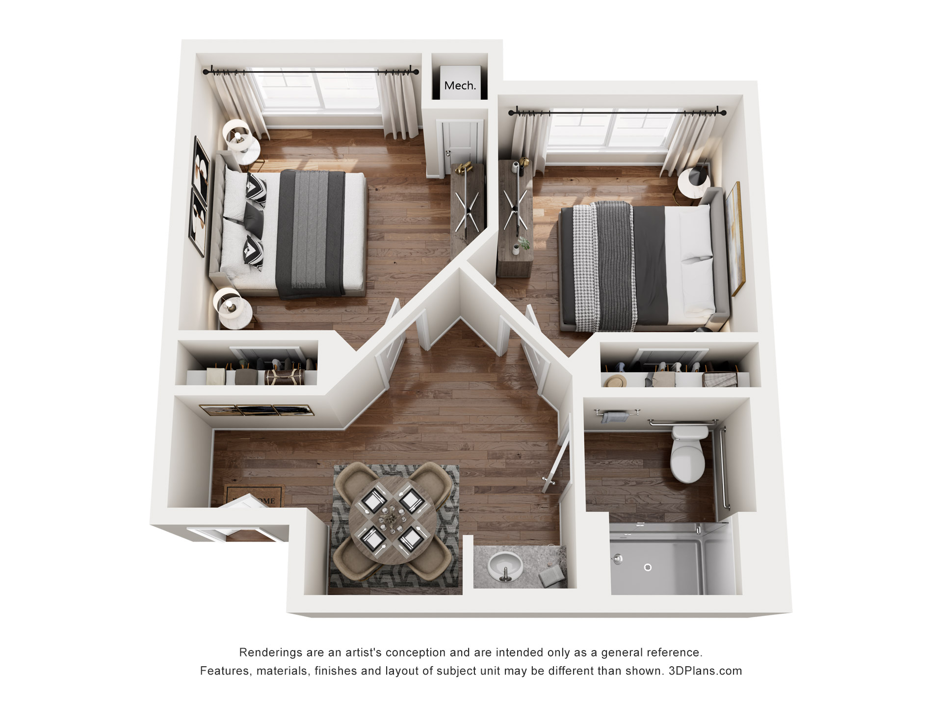 2 br Memory Care shared suite floor plan at American House Myrtle Beach
