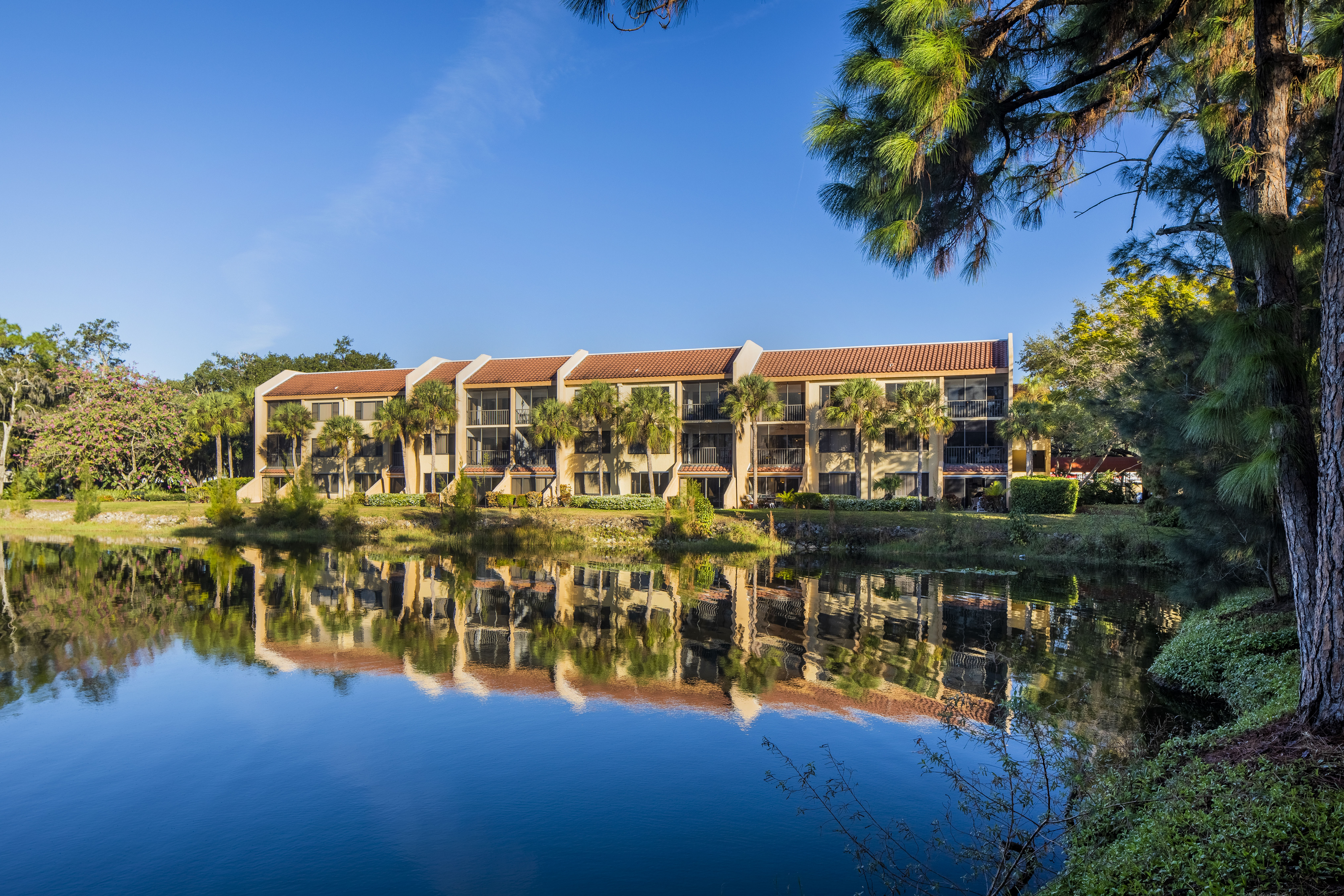 Exterior view of American House Sarasota Senior Living Community on Waterfront