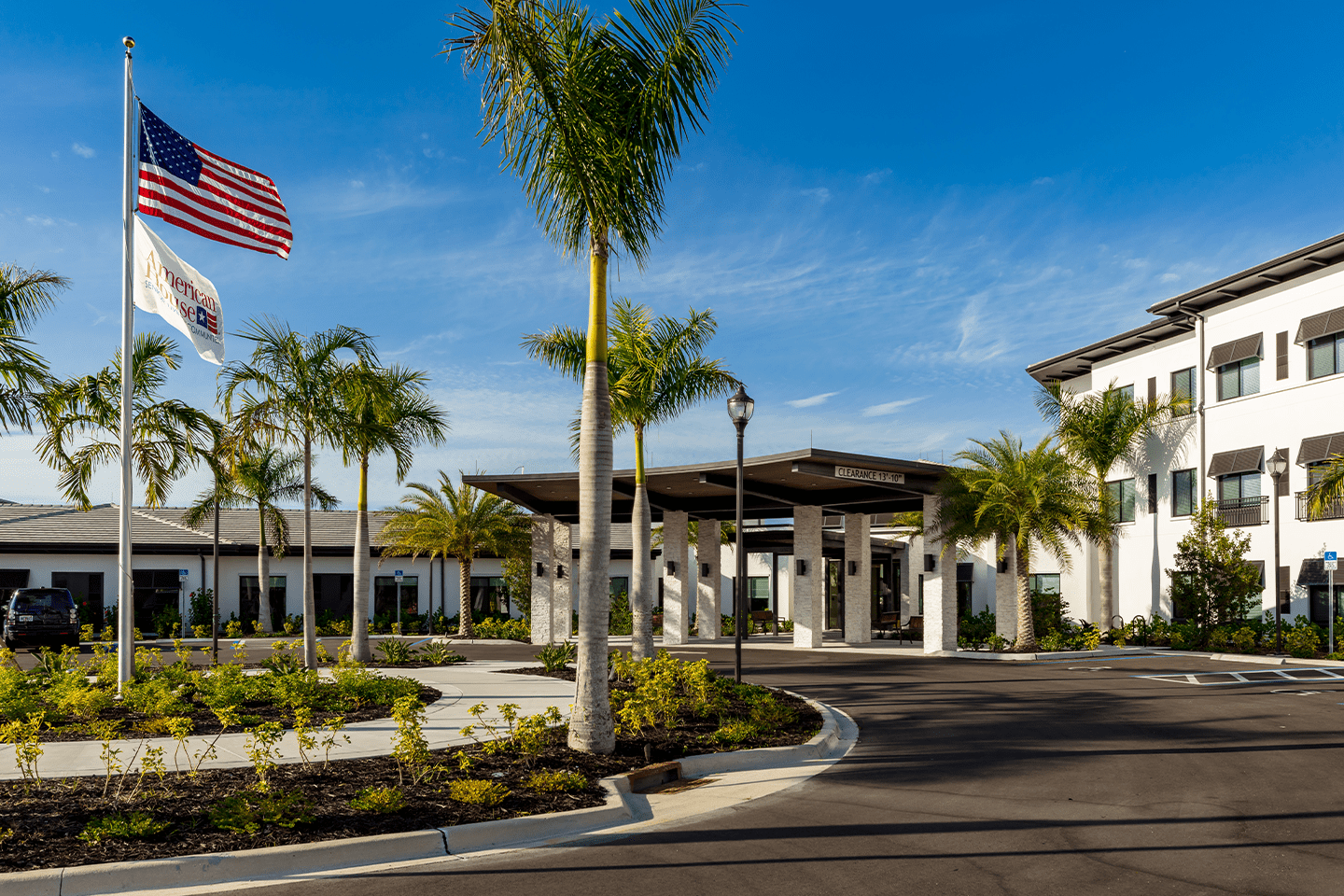 Front entrance at American House Naples memory care and assisted living facility