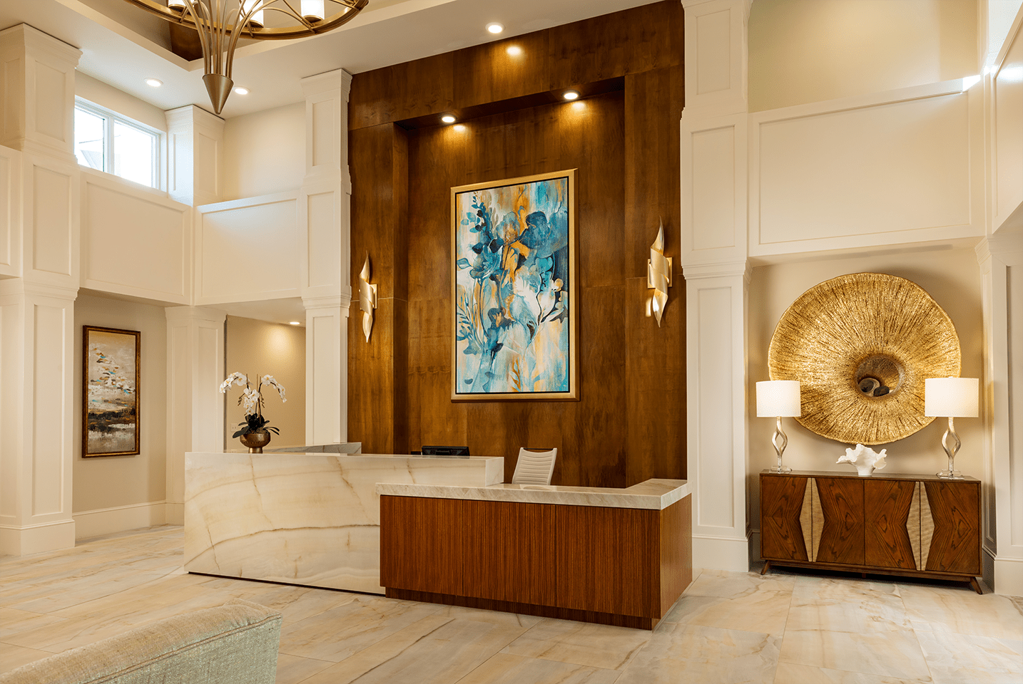 Lobby at American House Naples assisted living and memory care facility