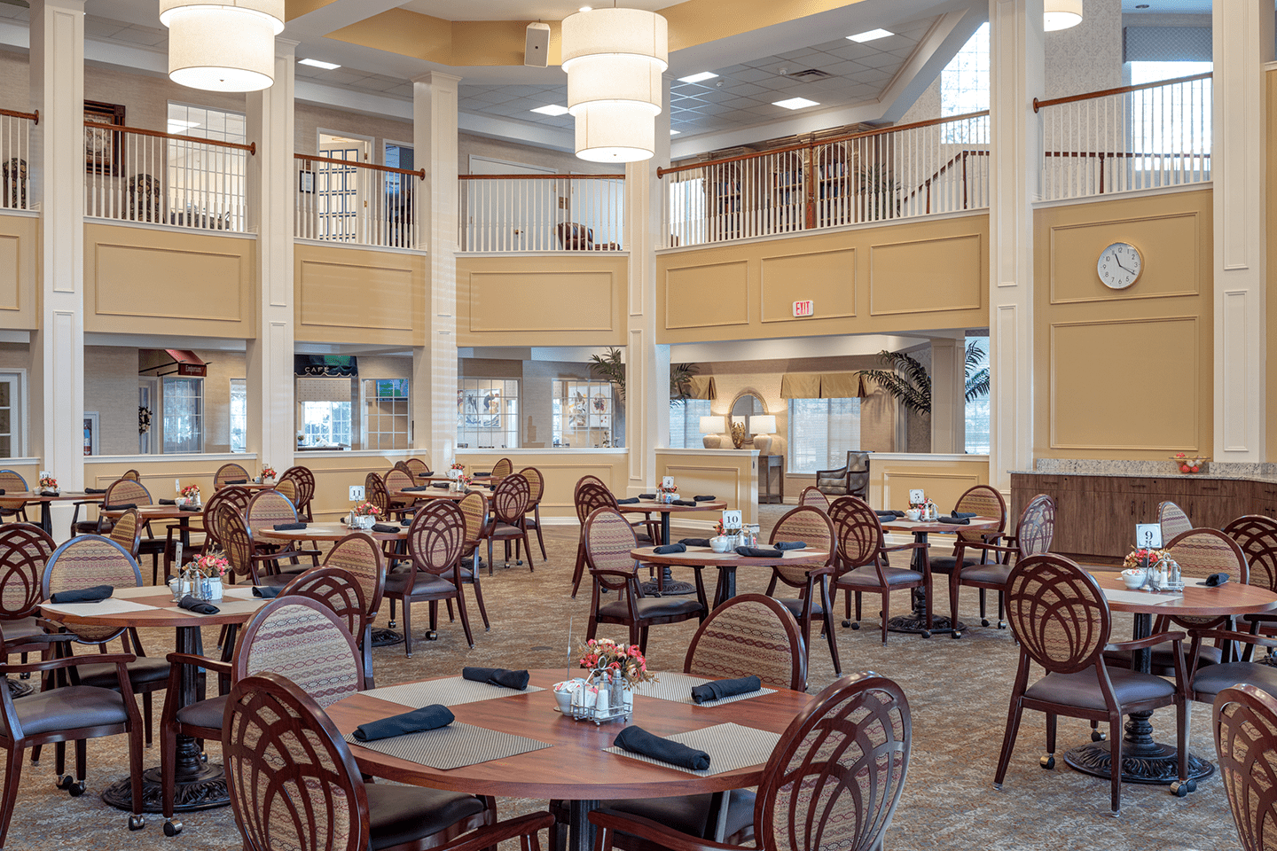 Dining room at American House Park Place senior living facility in Warren, MI