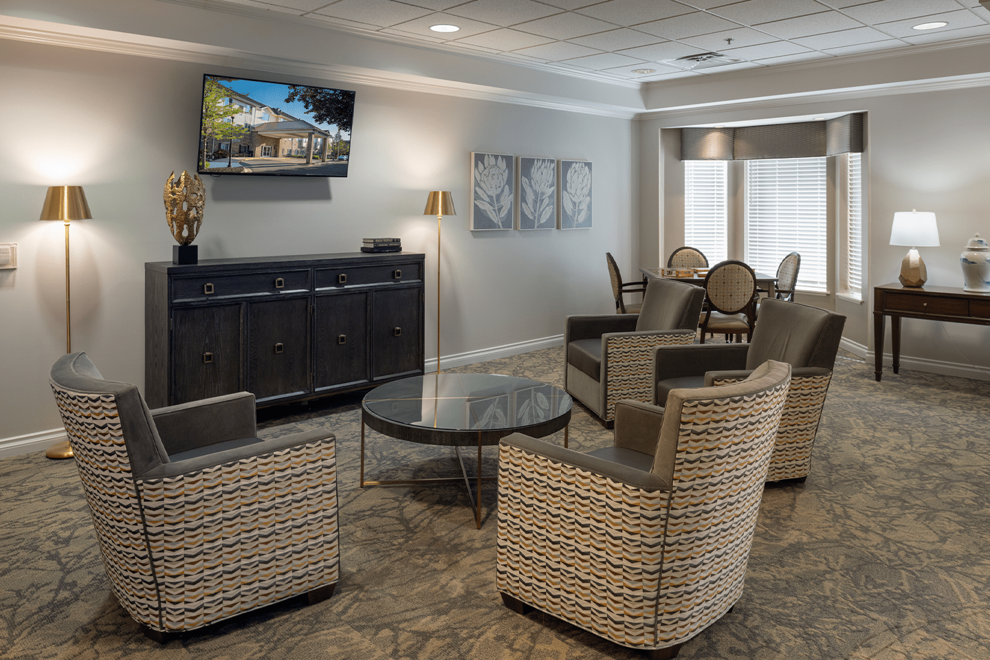 TV Lounge at American House Sterling Woods Senior Living Community in Sterling Heights